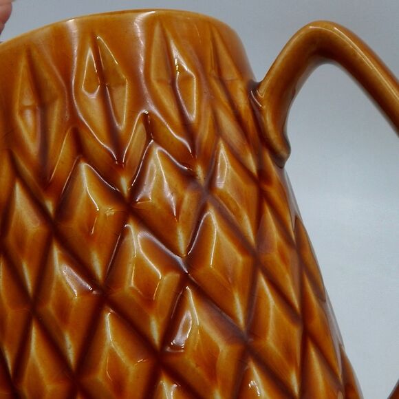 Brown Raised Diamond Pattern Footed Coffee Pot Sugar Bowl Japan Lidded Vintage - Picture 12 of 16